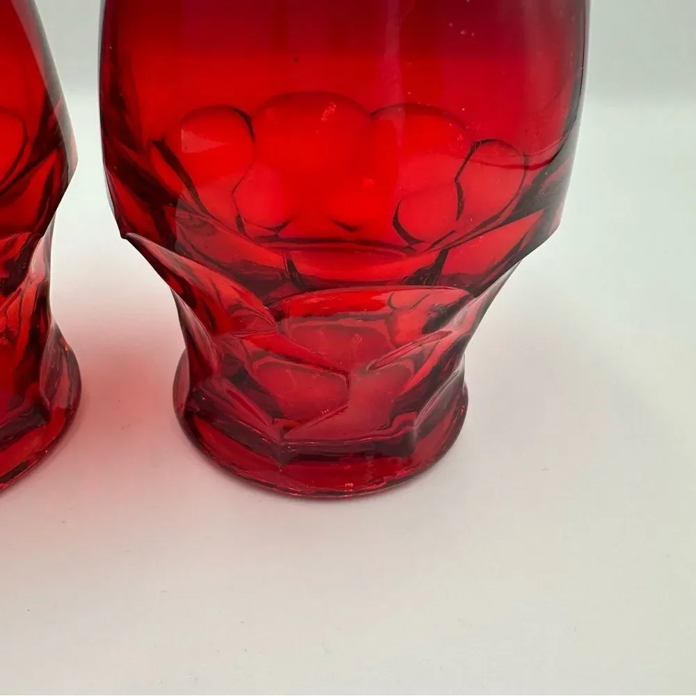 Vintage Glass Georgian Ruby Faceted Glass Tumblers Set of 2 Drinkware Holiday